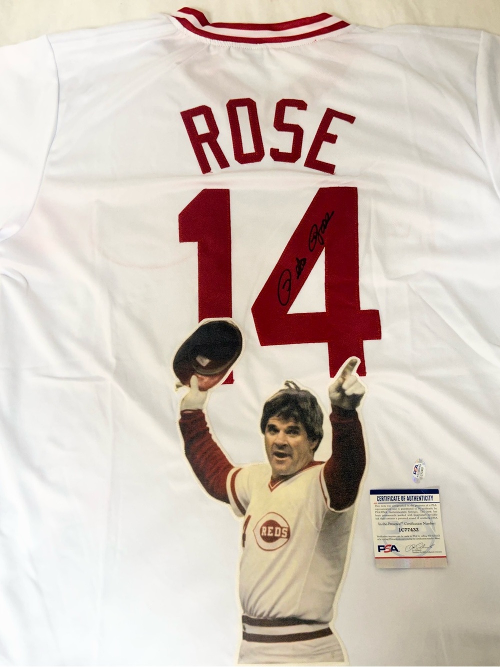 Pete Rose Signed Custom Reds Jersey PSA COA XL